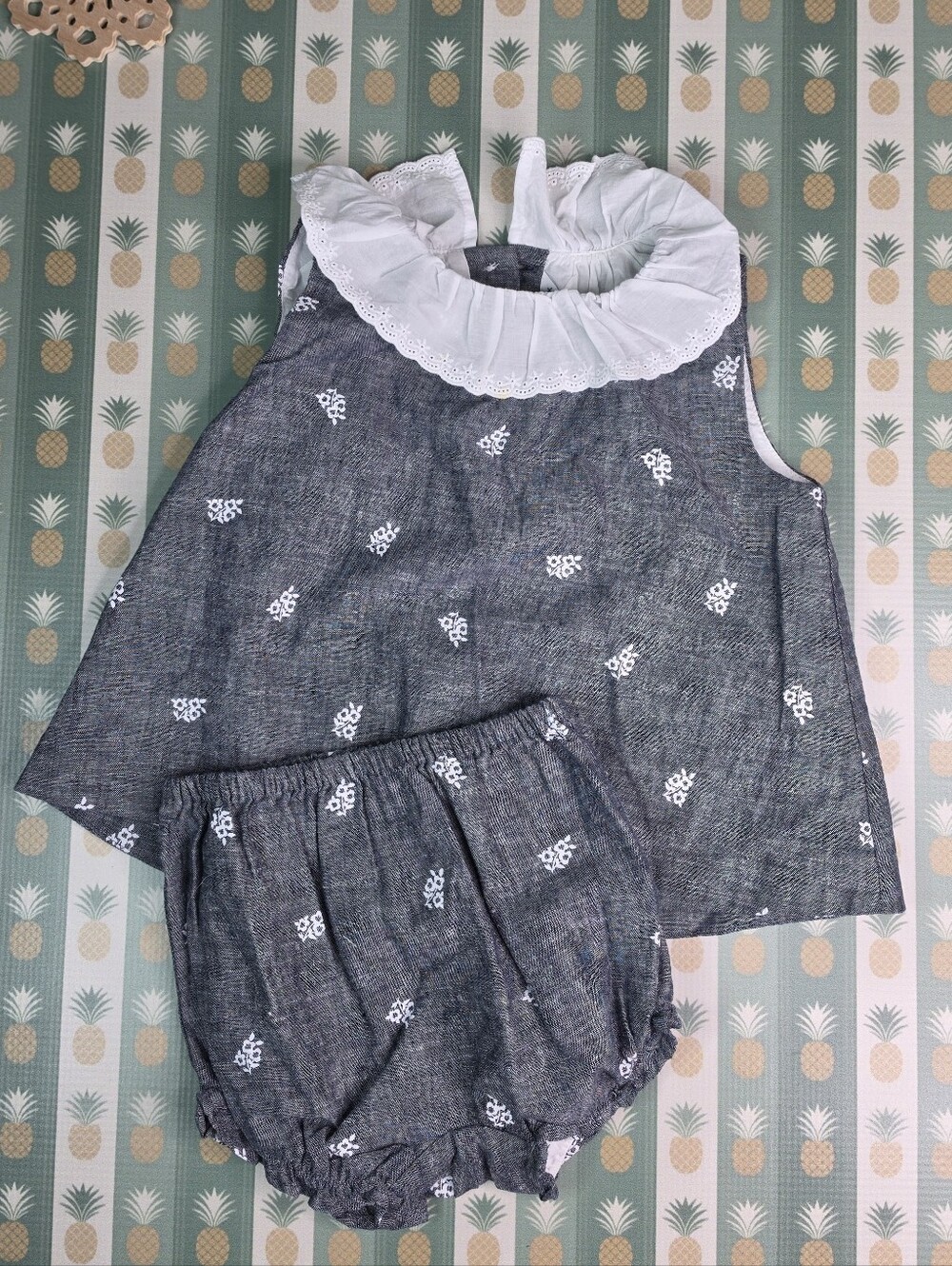 Janie and Jack Baby Floral Linen-Cotton Matching Set